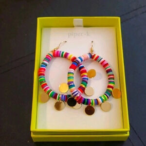 NIB PIPER K NEON MIX HOOP EARRINGS